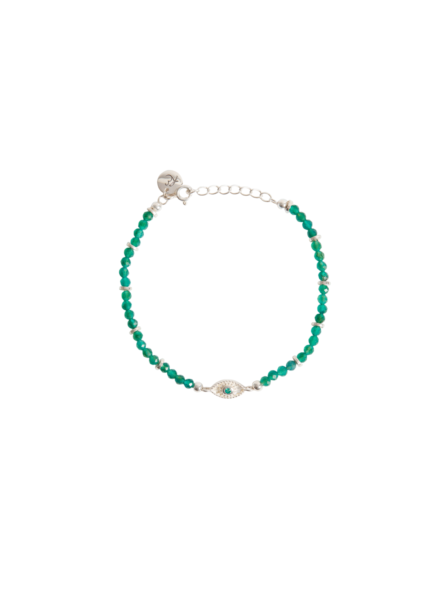 Rays of light bracelet green onyx silver